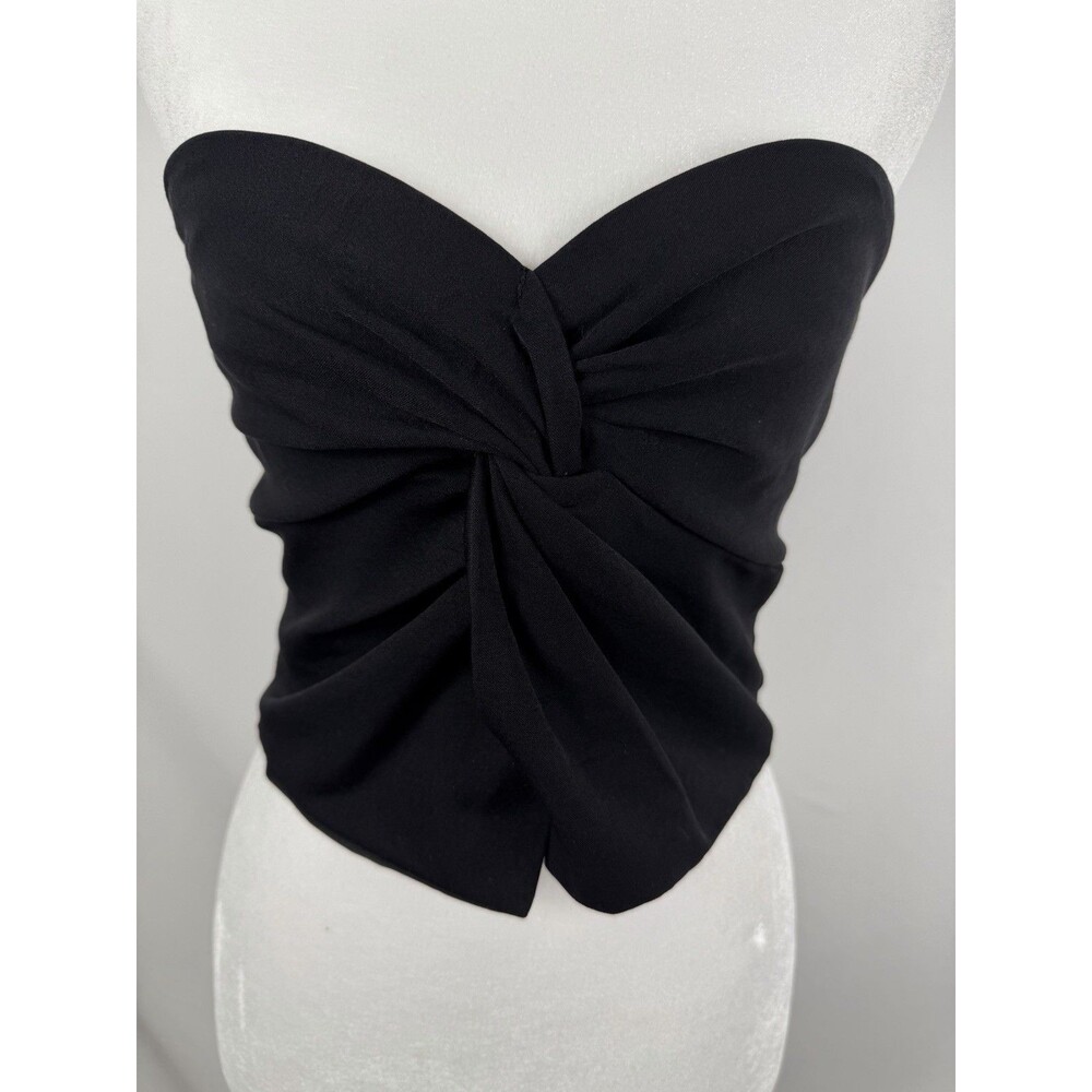 Womens Sz L Black Twist Front Tube Top Whimsigoth Emo Y2K Stretchy Edgy Cyber‎